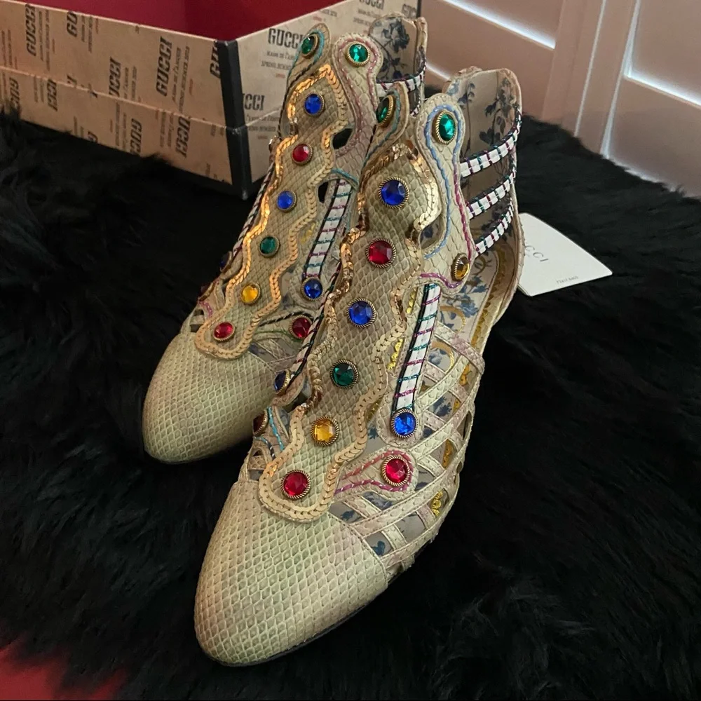 Gucci Python Multicolor Gem Booties - Picture 2 of 10